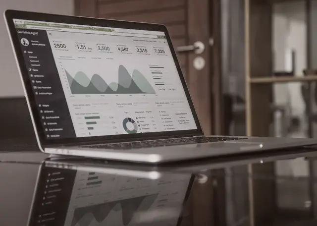 Notebook exibindo um painel de indicadores